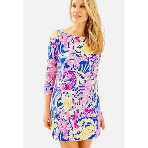 Lilly Pulitzer Sophie Dress Catch & Release Print Colorful Long Sleeve Sz Large